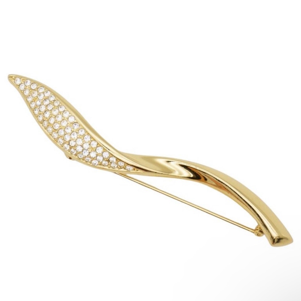 Christian Dior 1970s Vintage Extra Long Crystals Spiral Leaf Flame Brooch - Picture 7 of 7